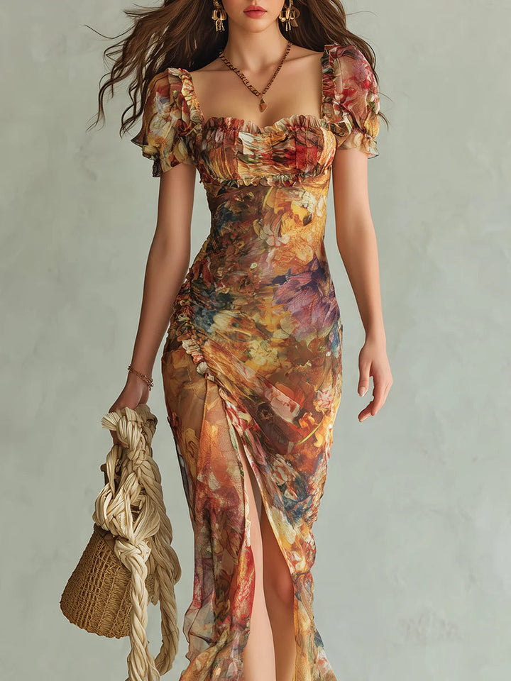 Amberessa | Orange Boho Print Maxi