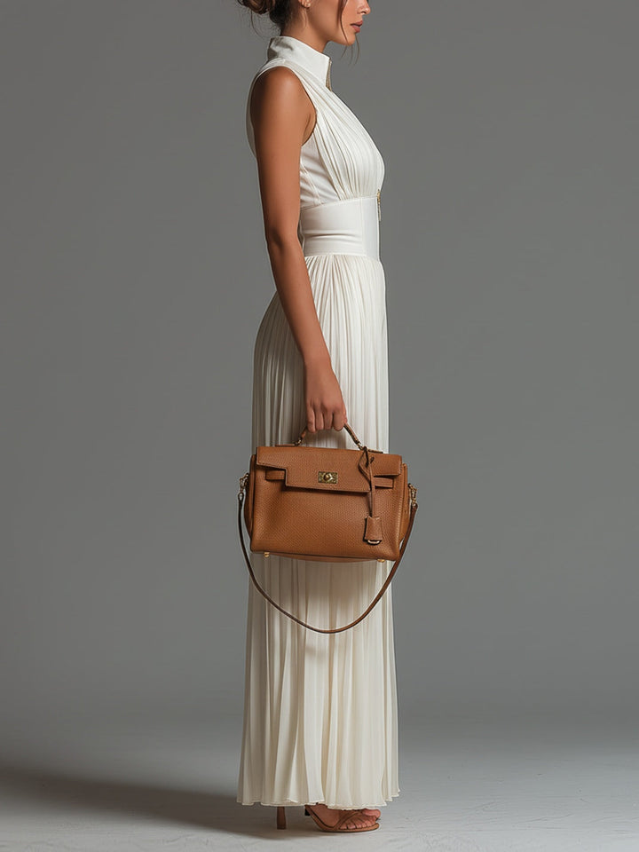Ivoryssa | White Chiffon Wide-Leg Jumpsuit
