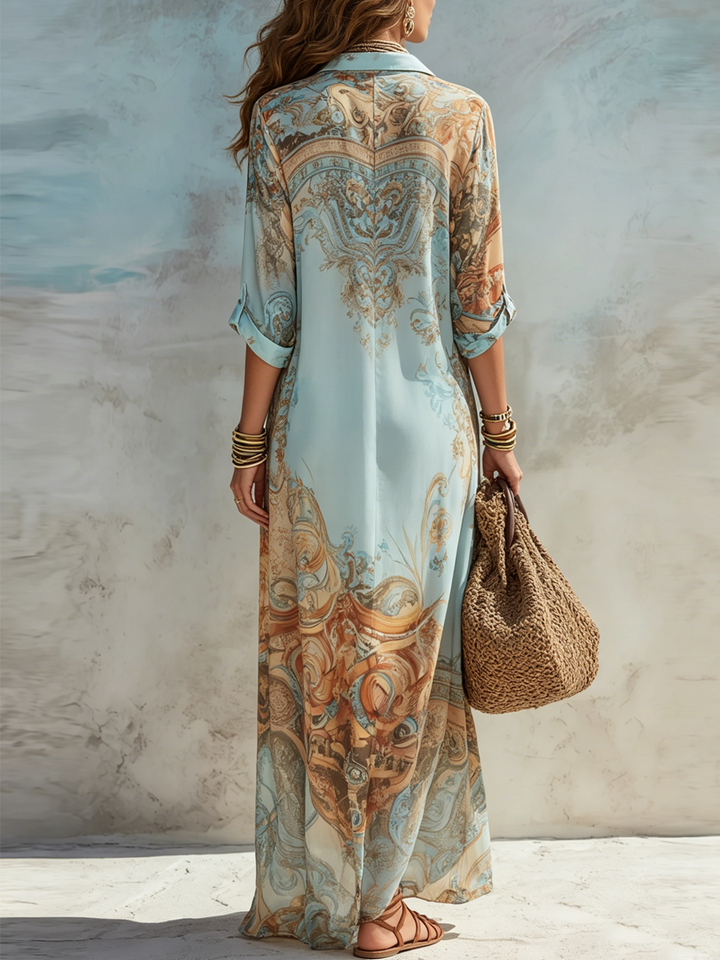 Arabella | Baroque Print Shirt Maxi Dress