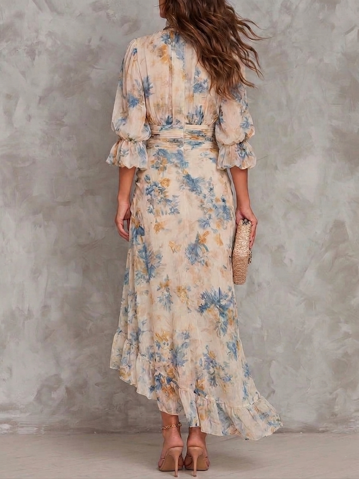 Beatrelle | Beige Floral Chiffon Maxi
