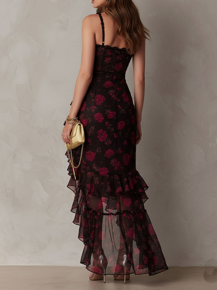 Marisole | Black & Red Floral Dress