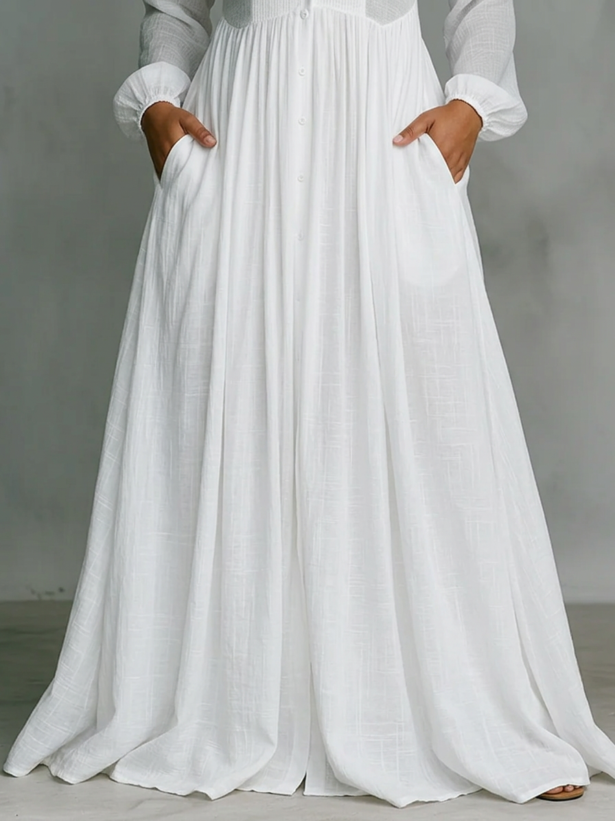 Léonie | Maxi Minimalist Dress with High Collar