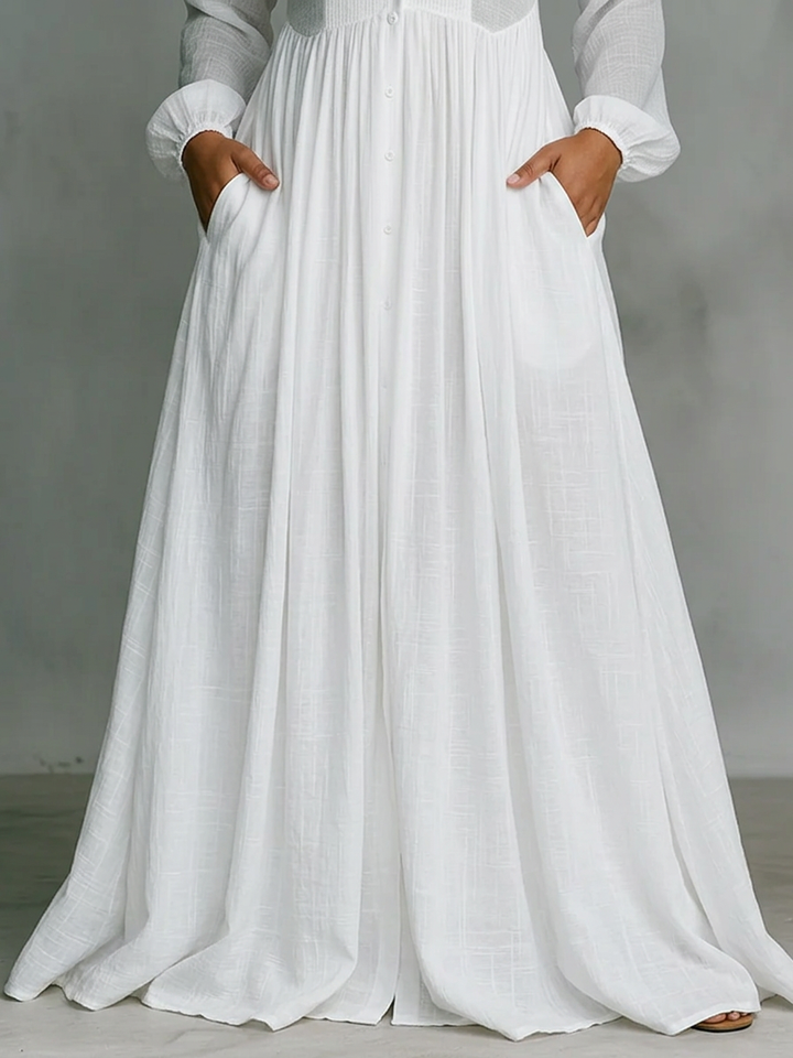 Léonie | Maxi Minimalist Dress with High Collar