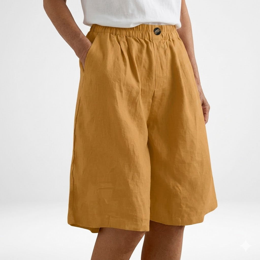 Amberley | Breezy Wide Leg Linen Shorts with Elastic Waist