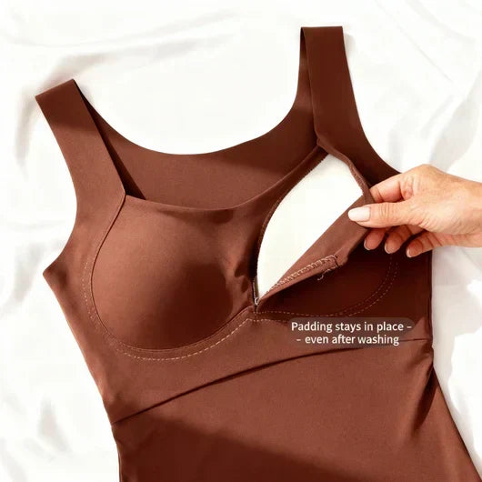 Camille | Olive Green Built-In Bra Tank
