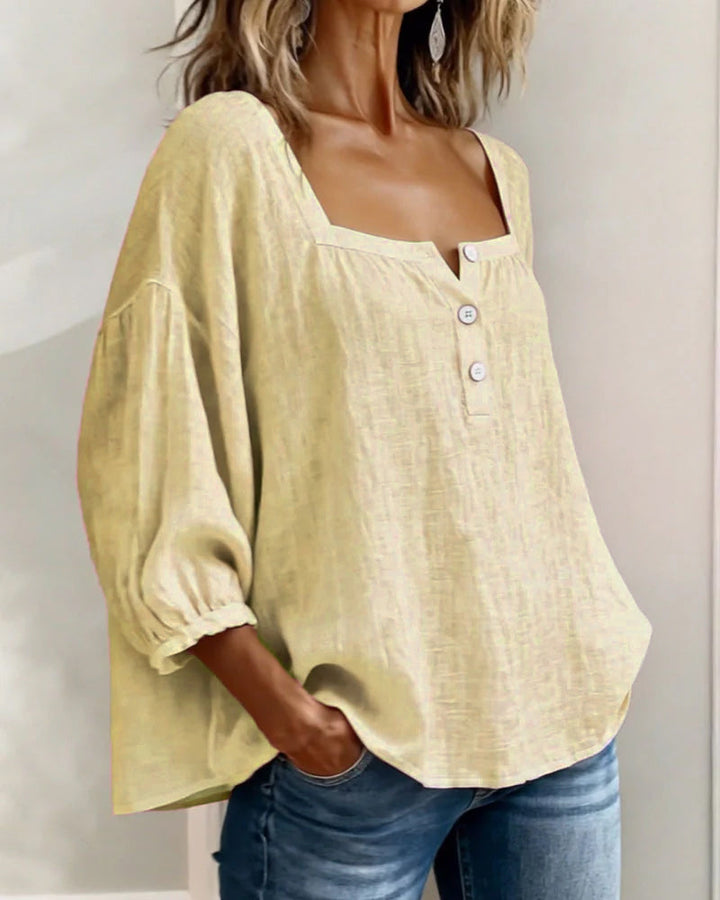 Diane | Square Neck Lantern Sleeve Shirt