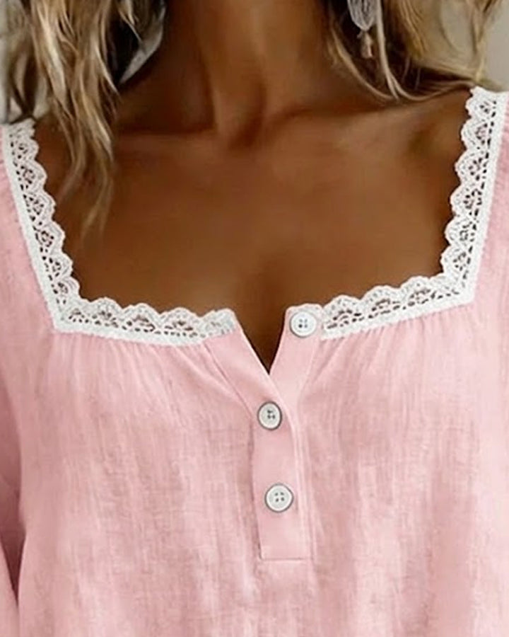 Cheryl | Lace Blouse with Puff Sleeves