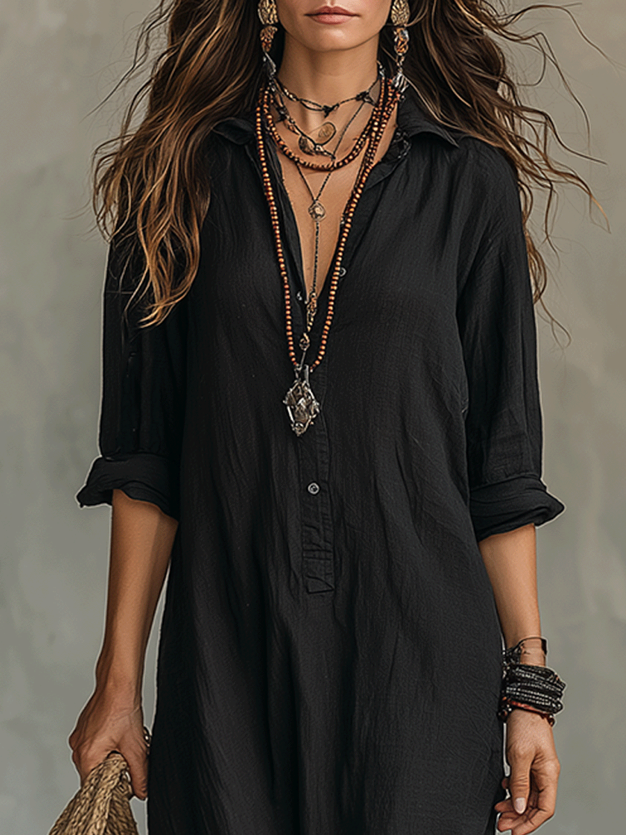 Wren | Black Button-Front Maxi Dress