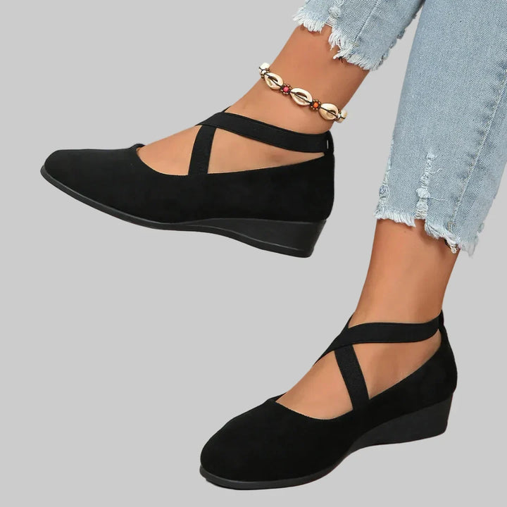 Mary | Black Wedge Orthopedic Shoes