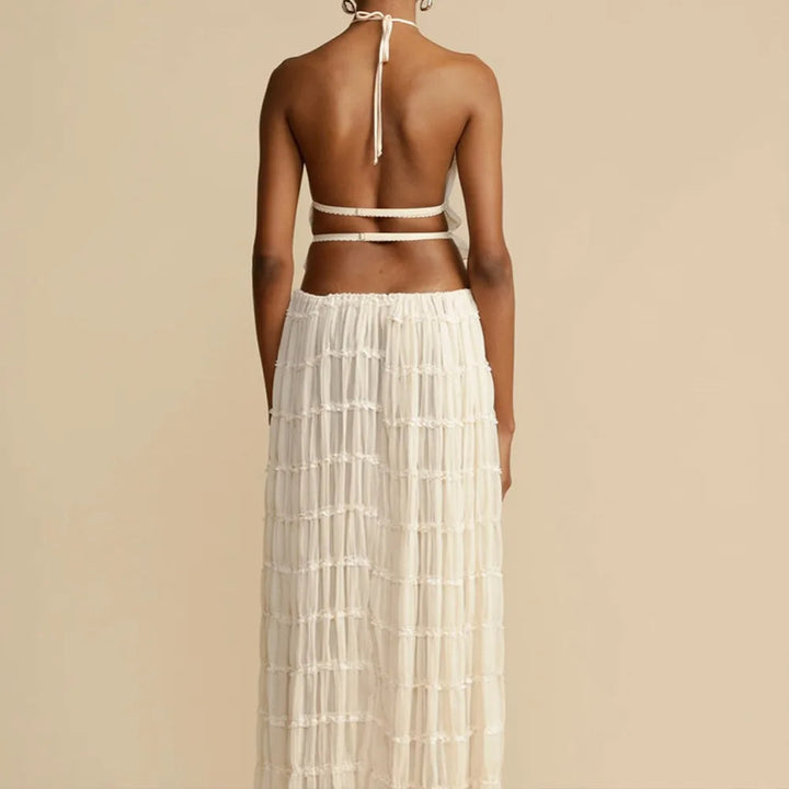 Isla | Lace-Up Maxi Halter Two-Piece Set