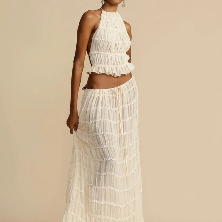 Isla | Lace-Up Maxi Halter Two-Piece Set