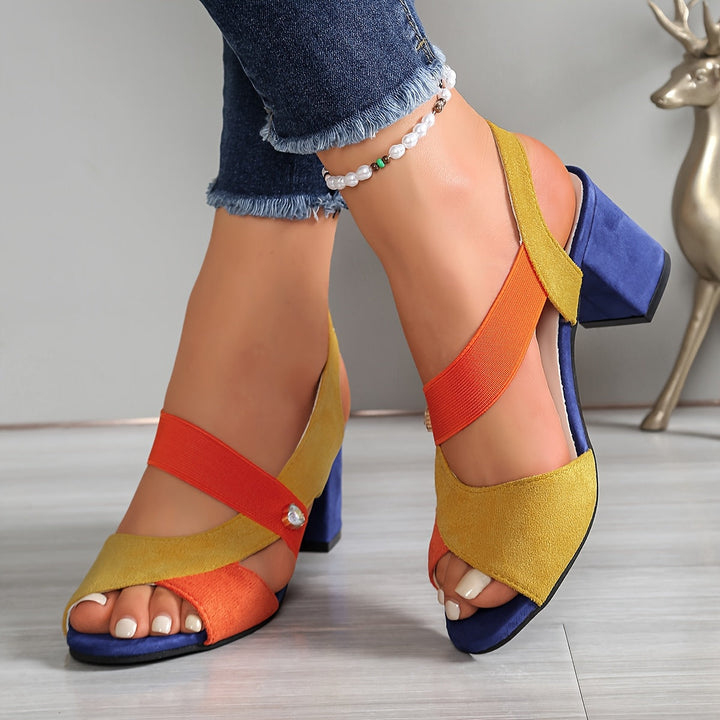 Pearl's Colourful Cross-Strap Sandals