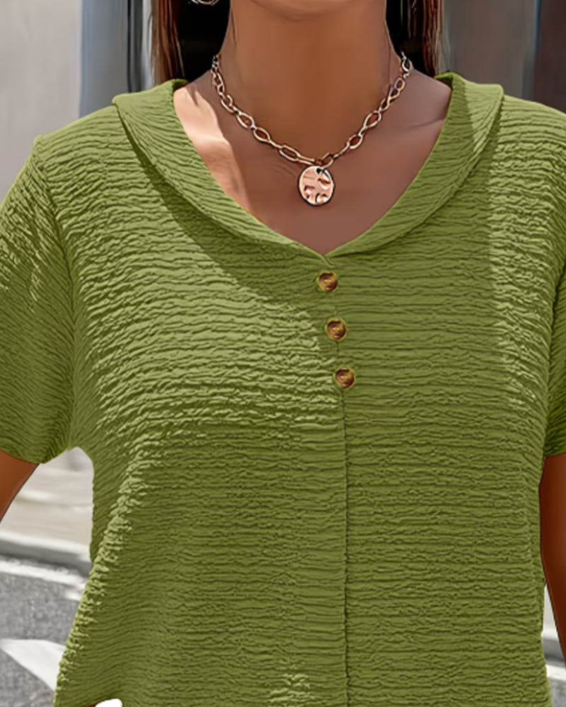 Barbara | Collar Tee with Buttons