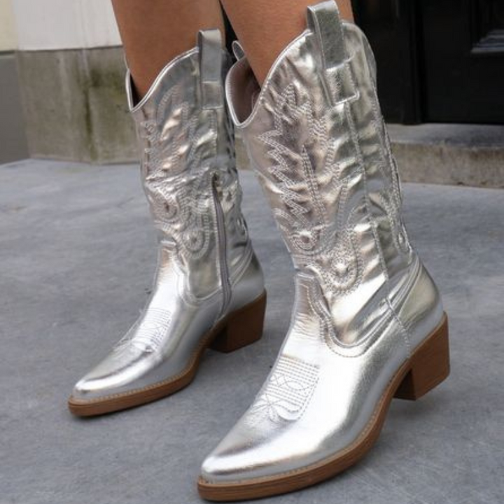 Gracie | Elegant Metallic Cowboy Boots