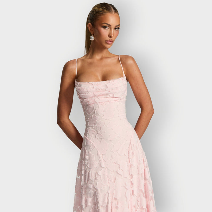 Maevira | Elegant Strapless Floral Evening Velvet Gown