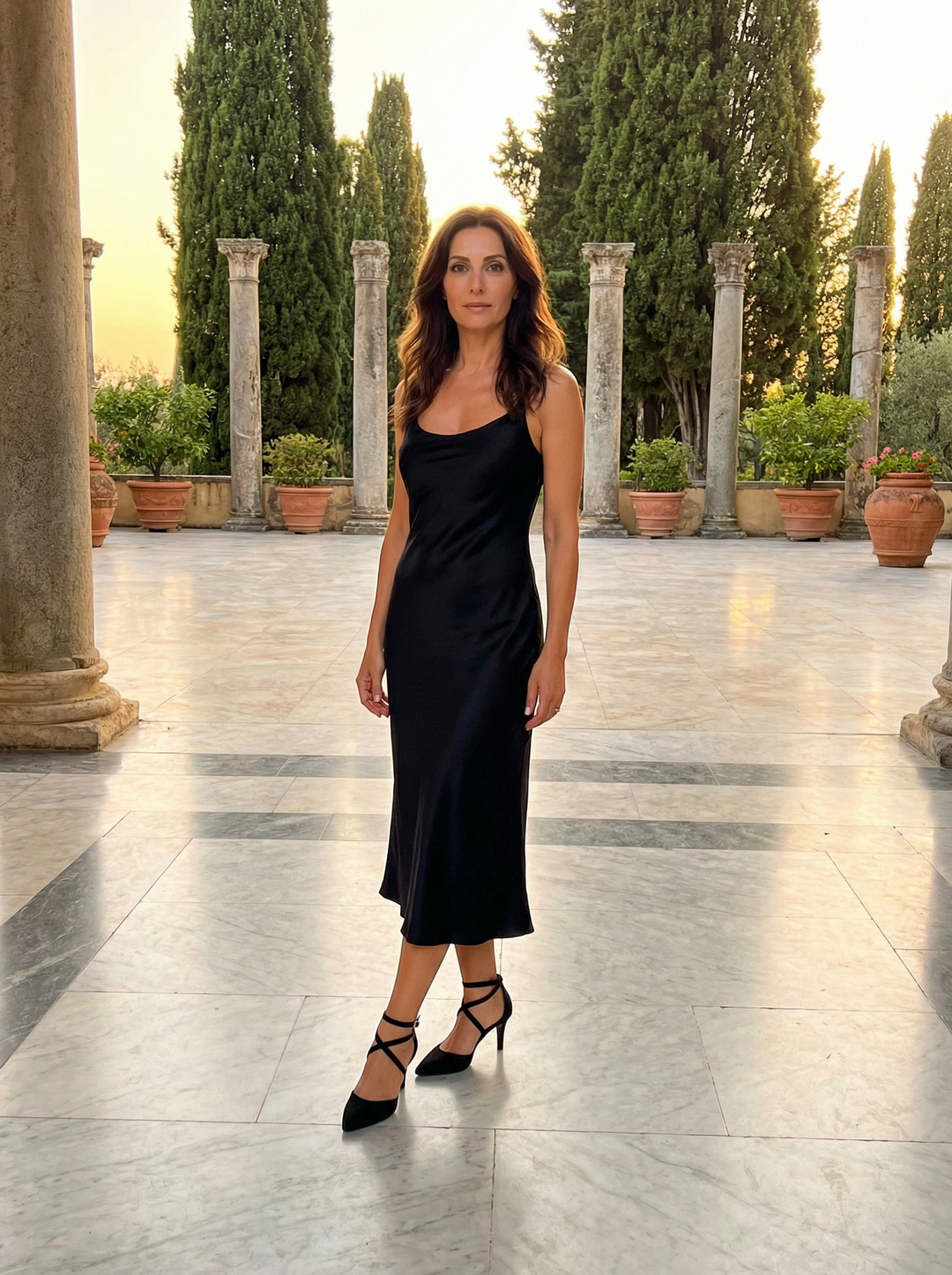 Nola | Classic Black Ankle Strap Court Shoes