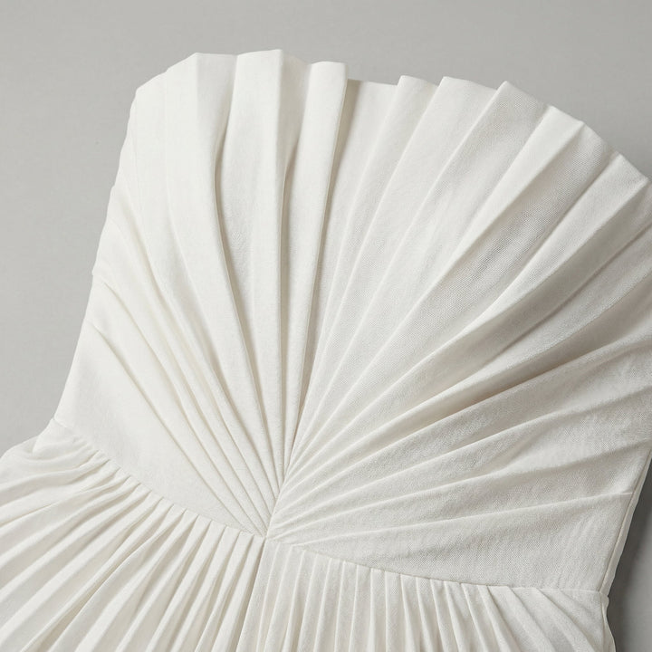 Celeste | Strapless Pleated Ceremony Midi Dress