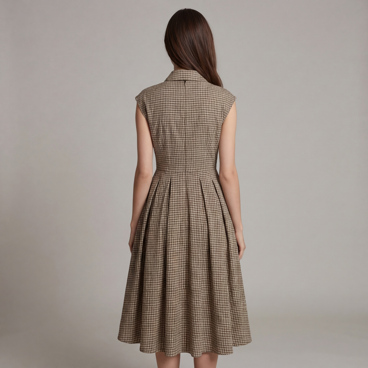 Hazel | Classic Plaid Button-Front Midi Dress