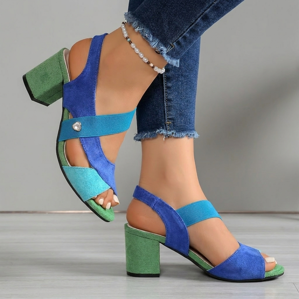 Pearl's Colourful Cross-Strap Sandals