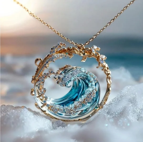 Merryn | Delicate Ocean Wave Pendant Necklace