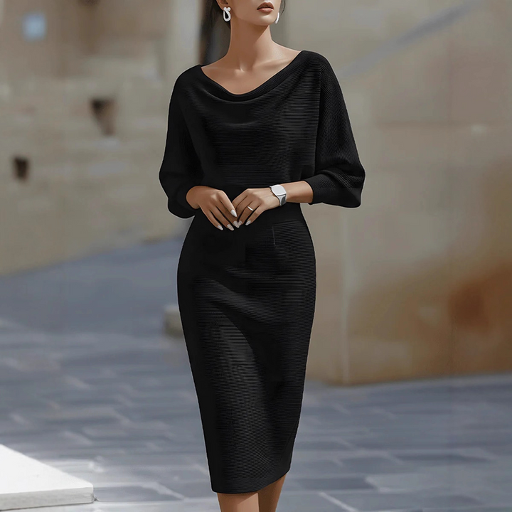 Bianca | Draped Bat-Sleeve Midi Dress