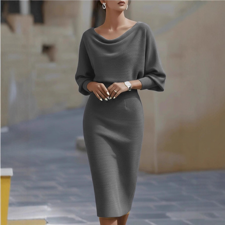 Bianca | Draped Bat-Sleeve Midi Dress