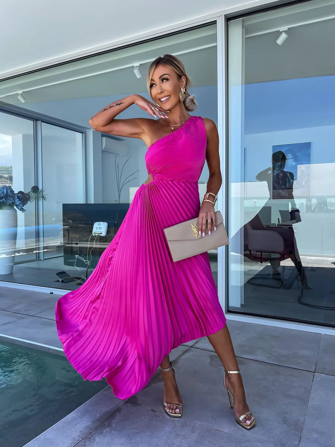 Audrine | One-Shoulder Midi Dress
