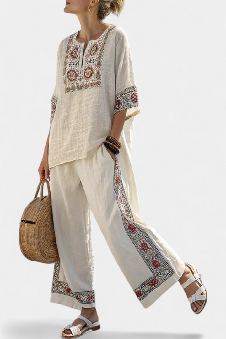 Tameric | Embroidered Blouse & Pants