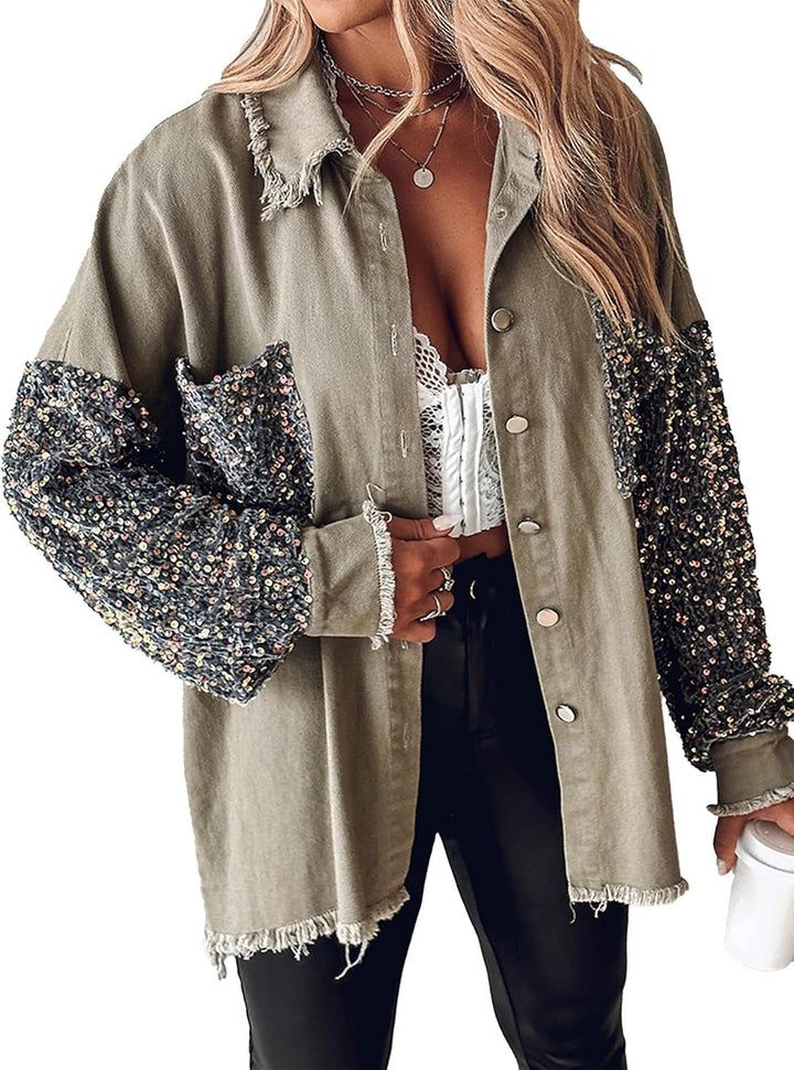 Oriel | Statement Oversized Sequin Denim Jacket