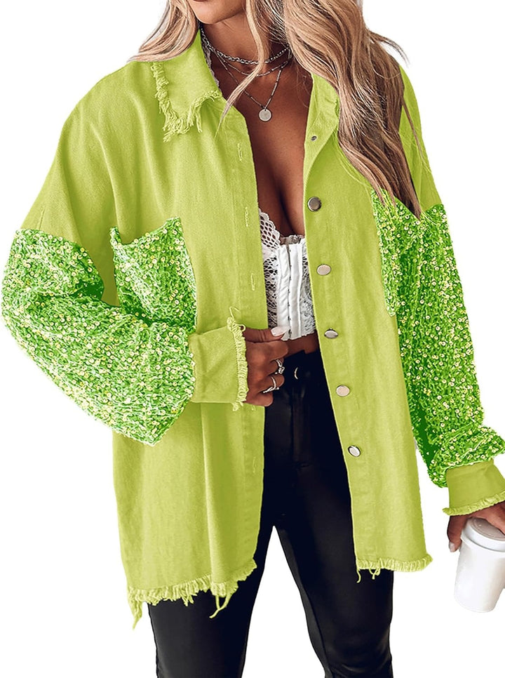 Oriel | Statement Oversized Sequin Denim Jacket