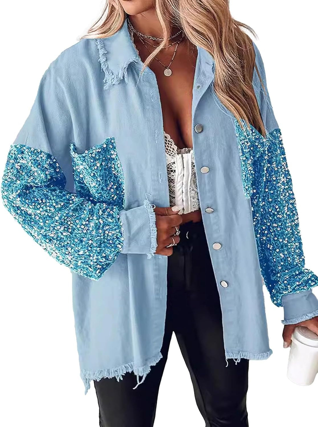 Oriel | Statement Oversized Sequin Denim Jacket