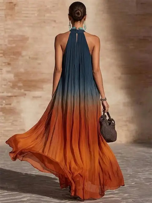 Paola | Ombre Halter/V Long Dress