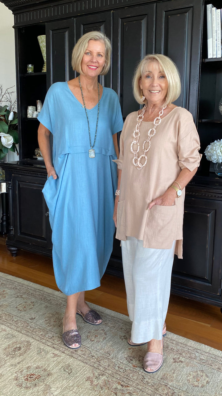 Tabitha | Draped Linen Maxi Dress