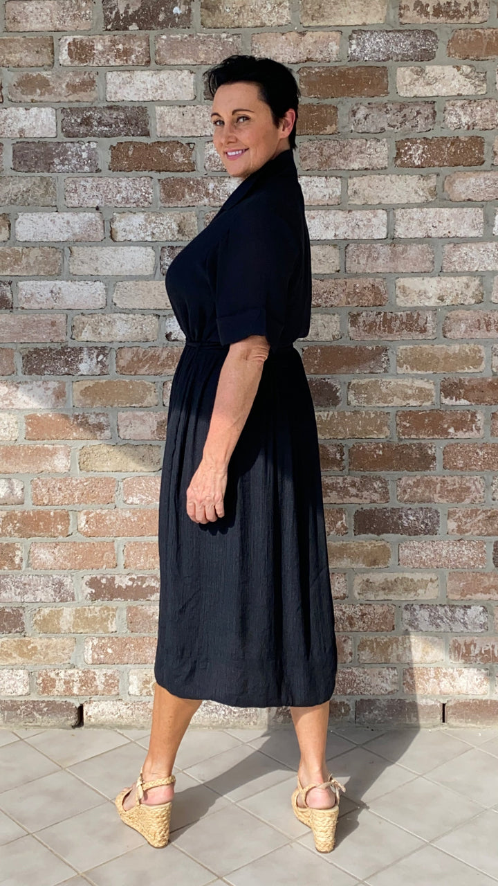 Ruby | Classic Black Midi Dress