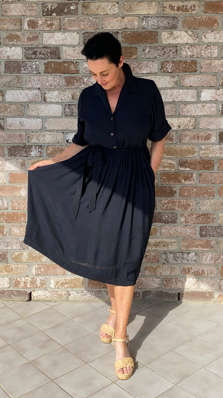 Ruby | Classic Black Midi Dress