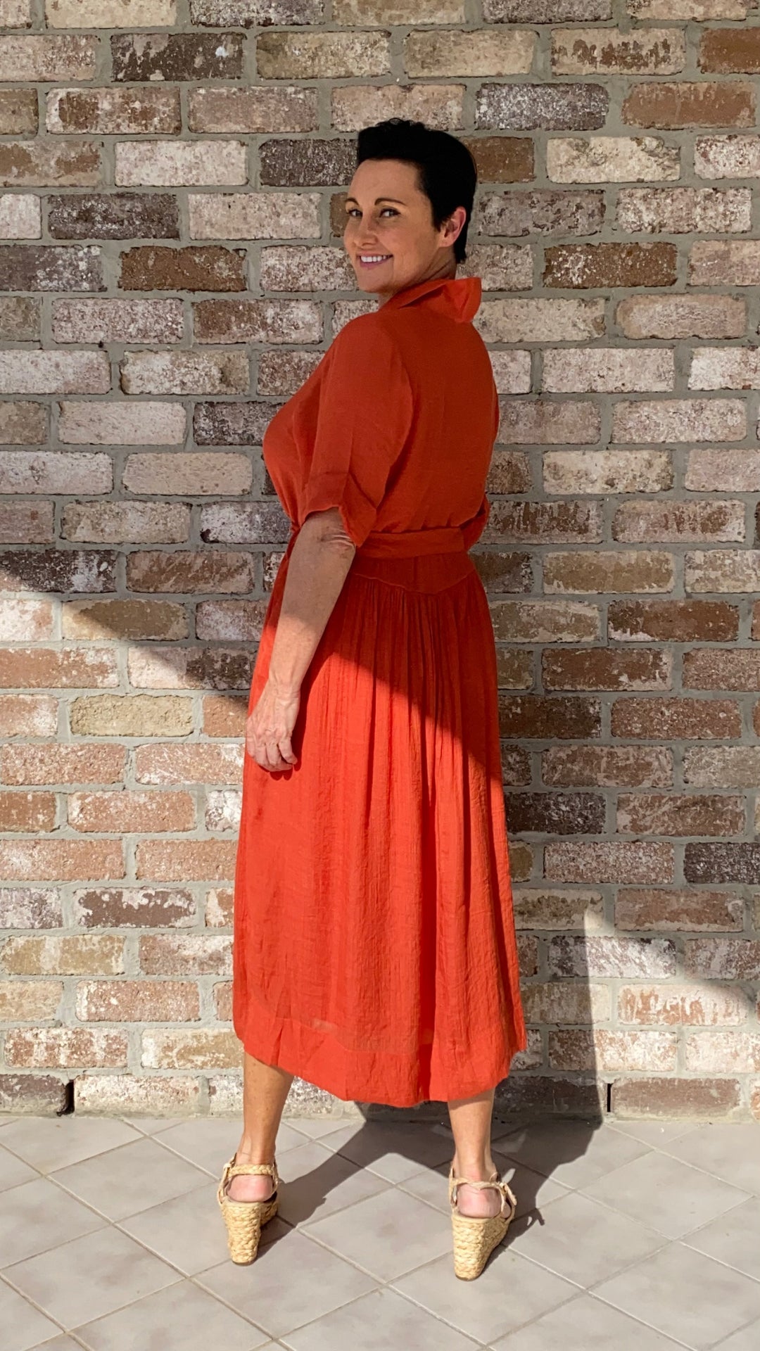 Olive | Rust Tone Midi Dress