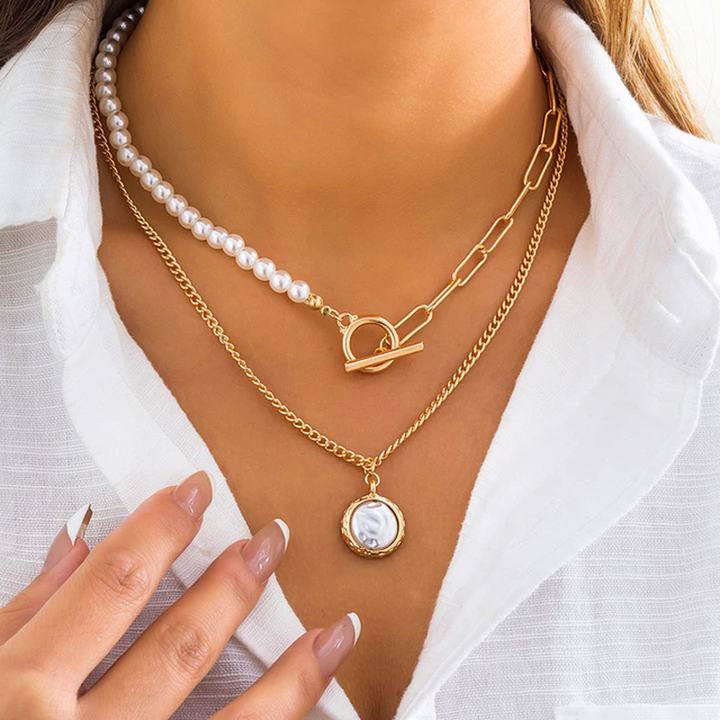Zinn | Vintage Pearl Necklace in Multi-Layer Design