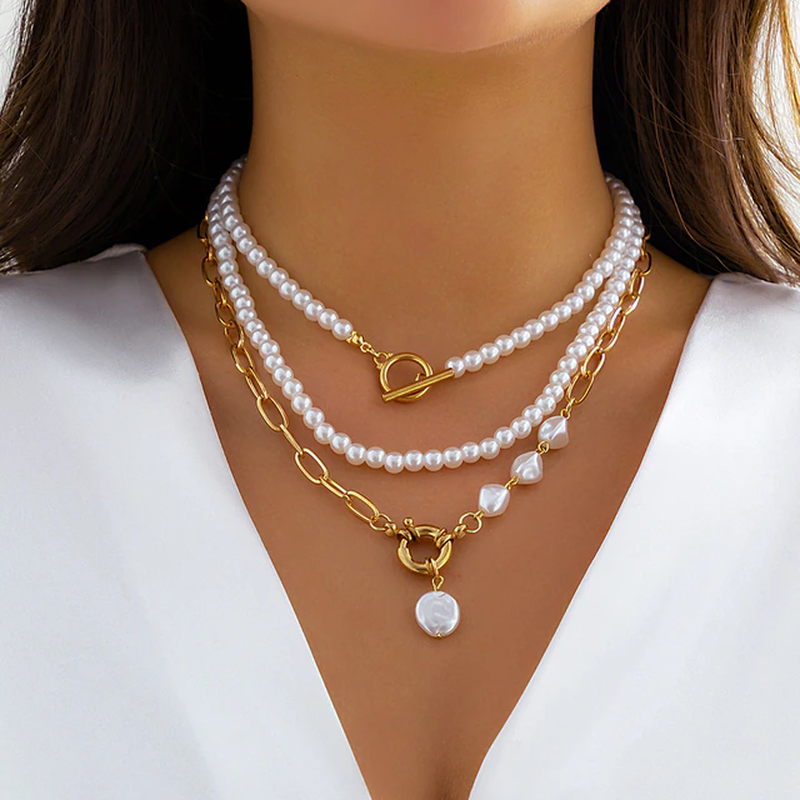 Zinn | Vintage Pearl Necklace in Multi-Layer Design