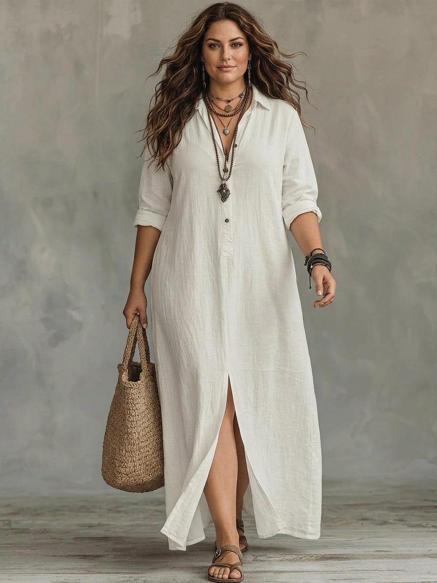Soline | Maxi Fitted Dress with Buttons