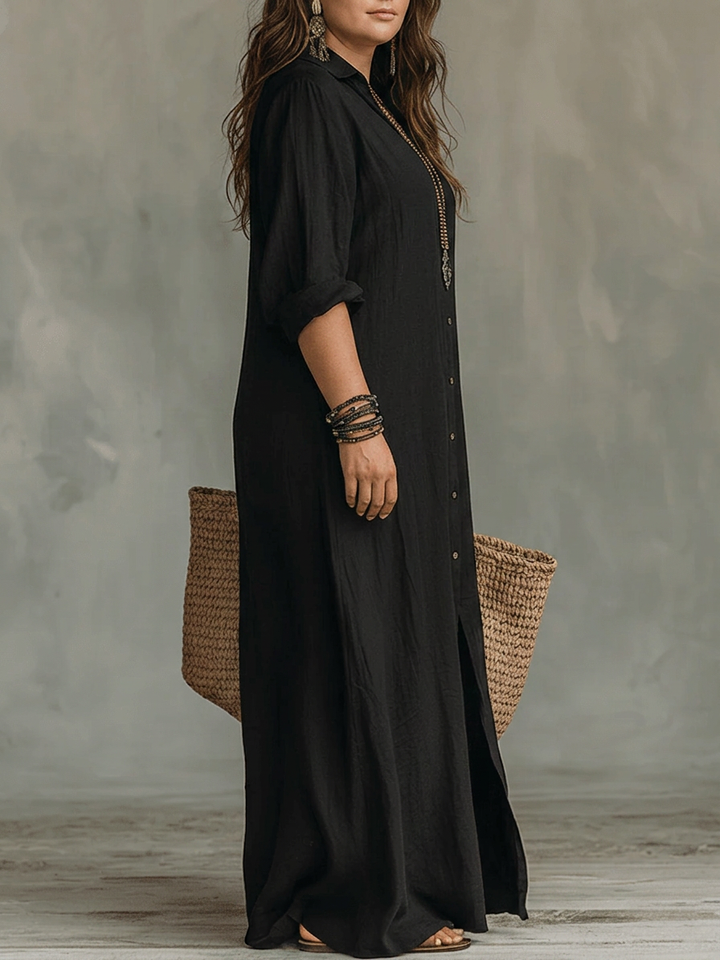 Soline | Maxi Fitted Dress with Buttons