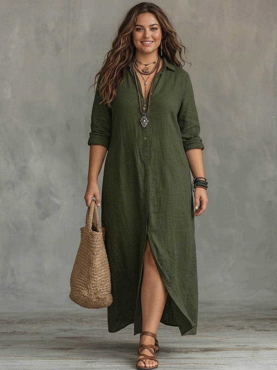 Soline | Maxi Fitted Dress with Buttons