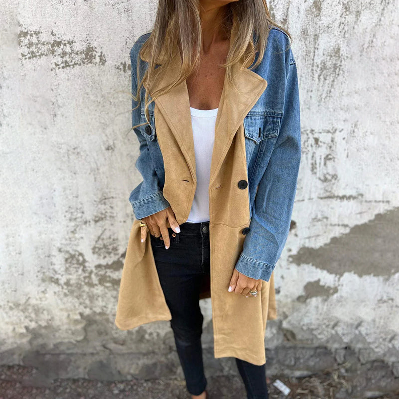 Elora | Two-Tone Denim Trench