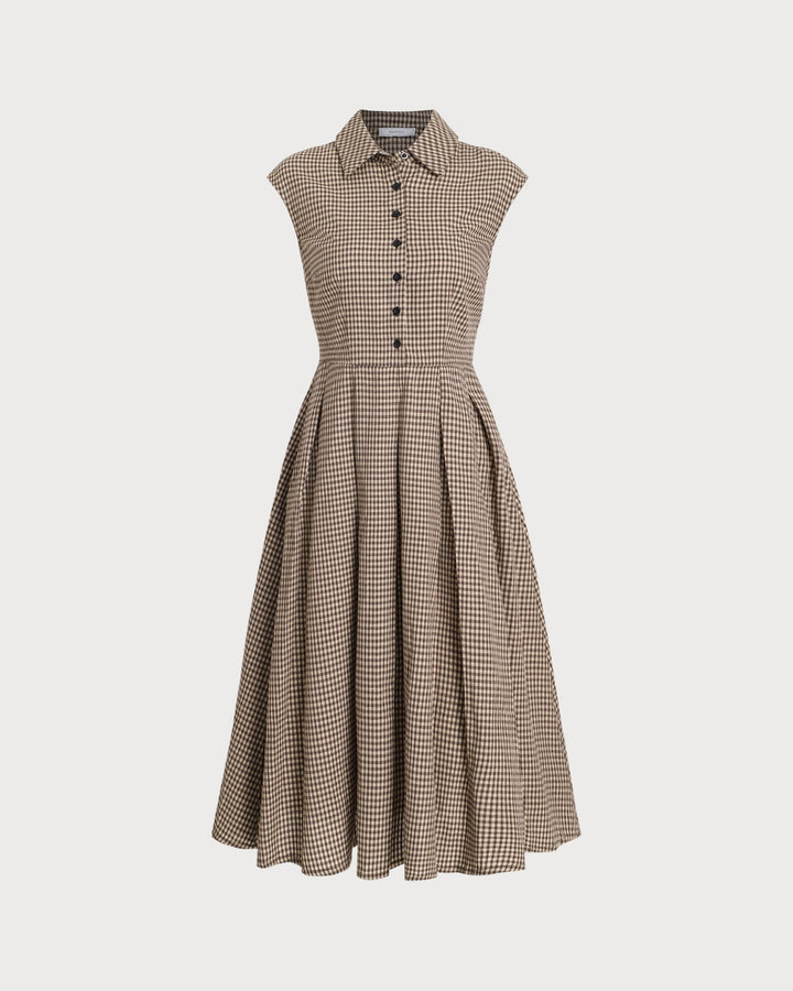 Hazel | Classic Plaid Button-Front Midi Dress