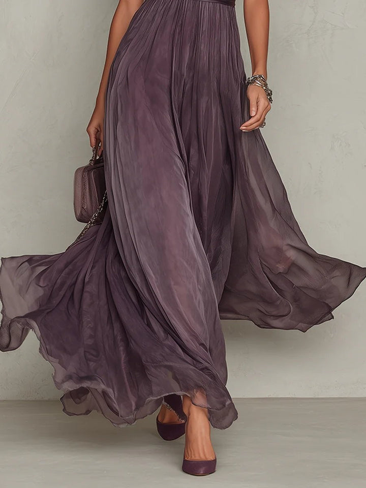 Elowen | Keyhole-Neck Puff-Sleeve Fall Wedding Guest Maxi Dress